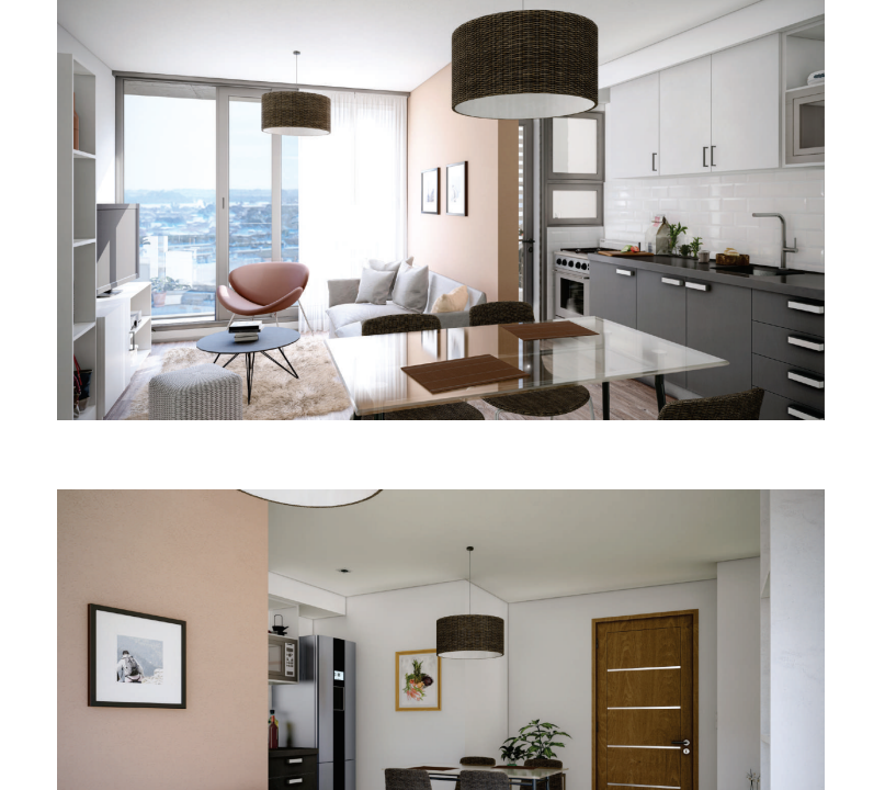 Living, comedor y cocina. 1 dorm 1.1