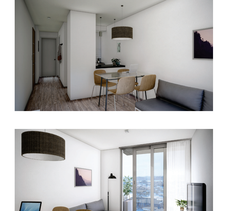 Living, comedor y cocina. 1 dorm 1.2